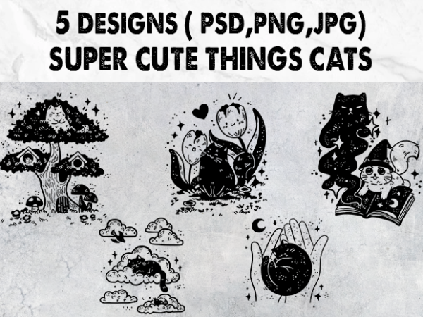 Super cute things cats t shirt template vector