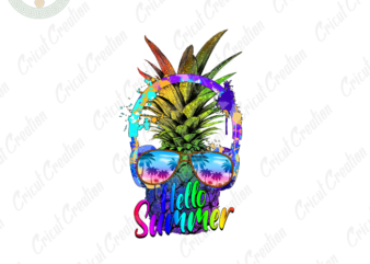 Summer holiday, Hello Summer Diy Crafts, Paint plakes Pineapple png Files , Ear Phone clipart Silhouette Files, Trending Cameo Htv Prints t shirt template vector