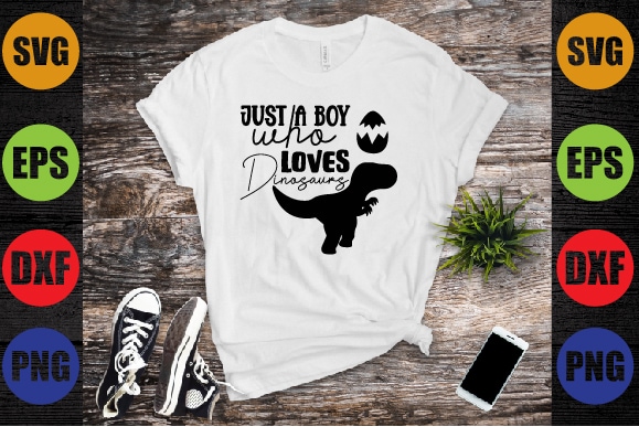 Just a boy who loves dinosaurs vector clipart