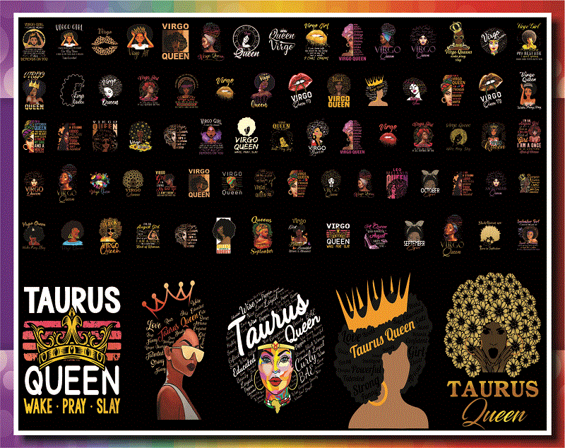 Combo 600+ Black Zodiac Queen PNG, 12 Zodiac Birthday Png Bundle, 12 Horoscope Symbols Png, Queens Are Born Png, Black Queen Zodiac WordArt 975729377