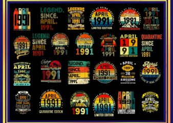 350+ Vintage Retro 1991 Birthday 30th Birthday Gift PNG Files For Shirt, Print To Cut Files Combo, PNG Bundles, Digital Download 983495166