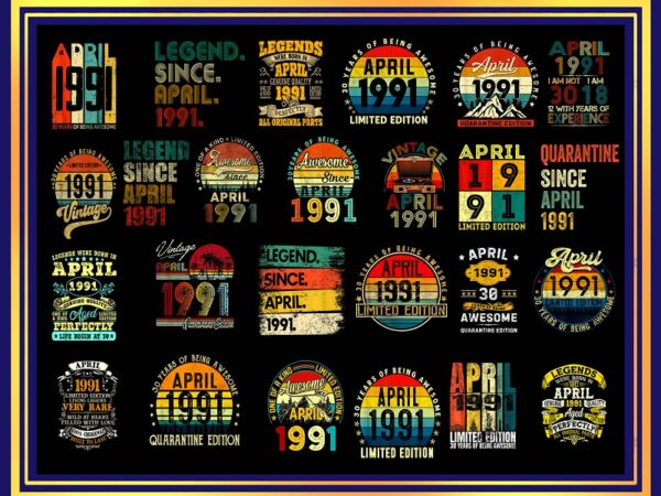 350+ vintage retro 1991 birthday 30th birthday gift png files for shirt, print to cut files combo, png bundles, digital download 983495166