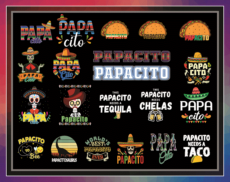 Combo 80 Papacito PNG, PapaCito Serape Cactus Design, PapaCito Fiesta Sublimation PNG, Father’s Day Quote PNg, Mexican Cinco De Mayo PNG 1003735404