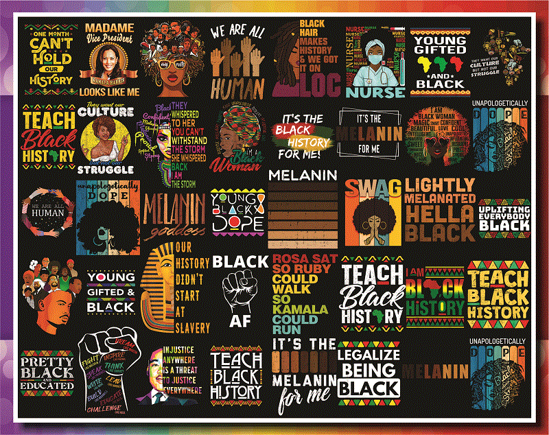 Combo 550+ PNG Bundle, Black History Month png, Black Pride png, African American png, Afro Women png, Sublimation Black History, Digital Download CB1007303136