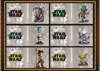 Combo 29 Star Wars Cute Characters Art Style, 20oz Skinny Straight,Template for Sublimation,Full Tumbler, PNG Digital Download 1014533239