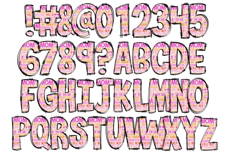 School teacher alphabet sublimation design bundle, teaching hand drawing alphabet fonts separated