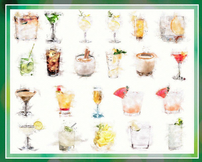 100+ Designs Watercolor Cocktail Graphics PNG, Cocktail Clipart, Signature Cocktails, Beverages, Digital Download 773851880