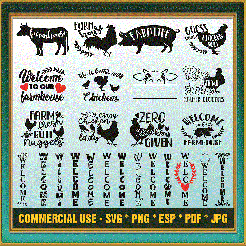 100 Farmhouse Digital Designs SVG Bundle, Farm Signs, Chicken Svg, Farm Life Svg, Welcome Svg, Farm Clipart, Svg Cut Files, Instant Download 827950873