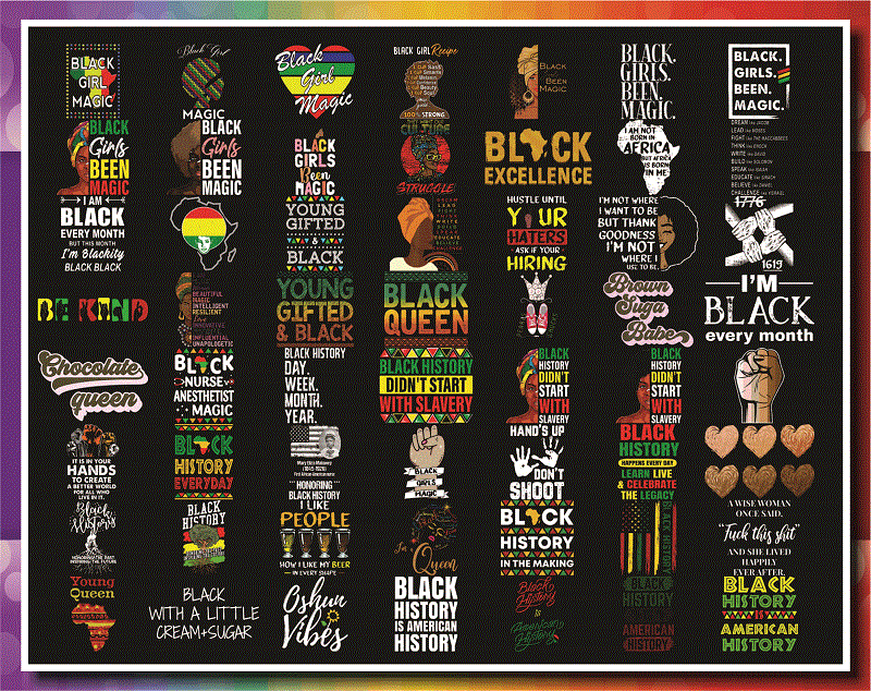 Combo 550+ PNG Bundle, Black History Month png, Black Pride png, African American png, Afro Women png, Sublimation Black History, Digital Download CB1007303136