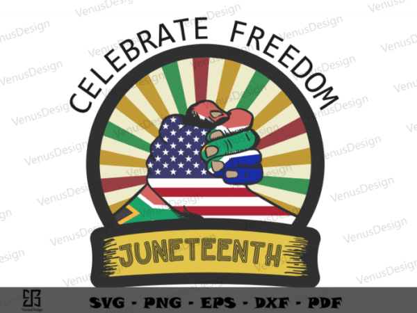 Celebrate freedom juneteenth 1865 sublimation files, freedom free-ish juneteenth art, retro vintage black month cameo htv prints, american flag juneteenth t shirt vector file