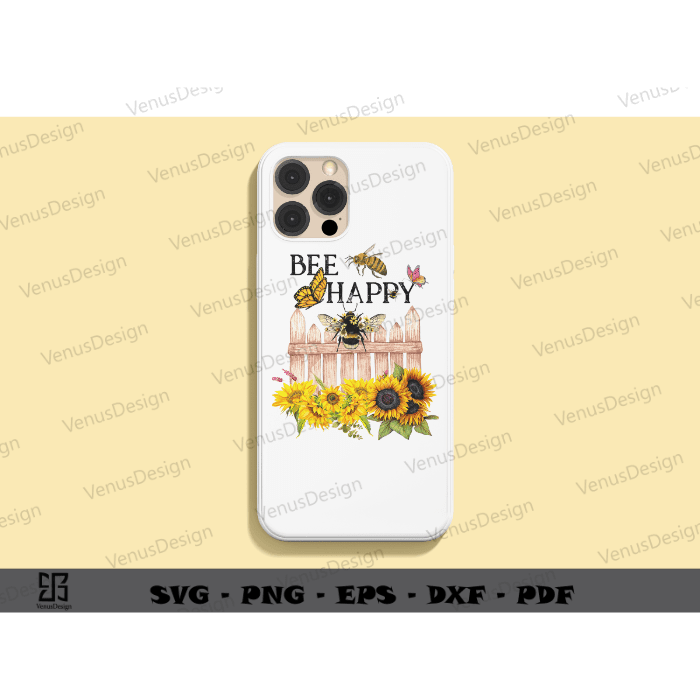 Bee Happy Bumble Bee Shirt Design Sublimation File & Funny Bee Design Png Files, Bee Sunflower Pattern Cameo Hvt Prints, Bee Art Sublimation Design