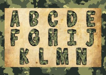 Army alphabet collection bundle, hand drawing alphabet vector, Military alphabet clipart, cute alphabet sublimation design