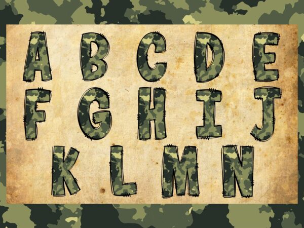 Army alphabet collection bundle, hand drawing alphabet vector, military alphabet clipart, cute alphabet sublimation design