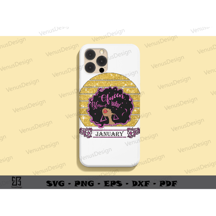 Afro Queen Birthday Shirt design idea for January’s girl sublimation files, Black Magic Girl Png Files, Black Woman Birthday Art Sihouttle Files