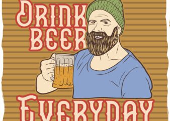 A man smiling and holding a mug of beer t shirt vector