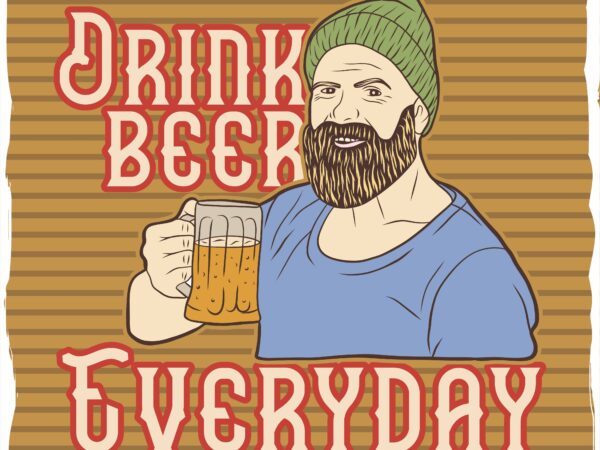 A man smiling and holding a mug of beer t shirt vector