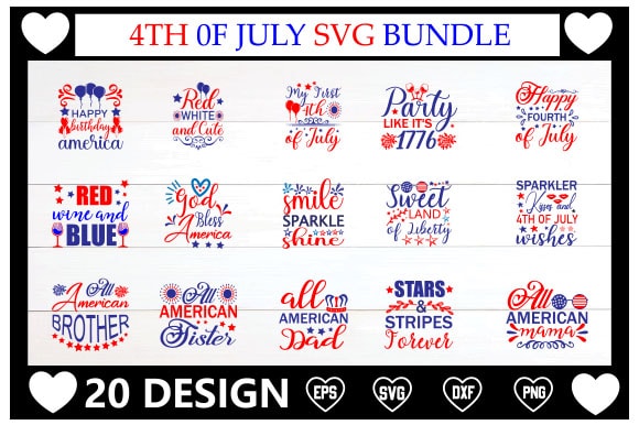 4th of july svg t-shirt design bundle