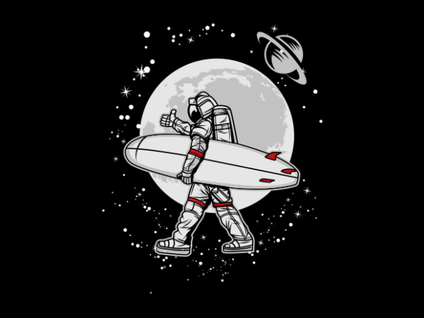 Astronaut surfing in the space t shirt vector