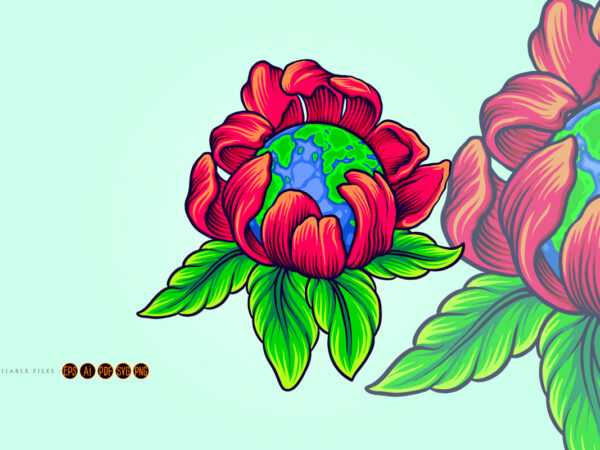 Happy international earth day with flourish ornate graphic t shirt