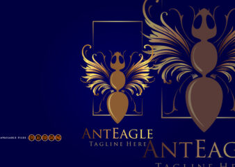 Vintage luxury ant Gold logo mascot SVG t shirt vector art