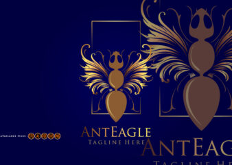 Vintage luxury ant Gold logo mascot SVG