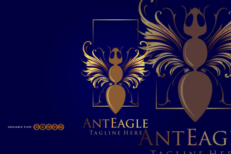 Vintage luxury ant Gold logo mascot SVG