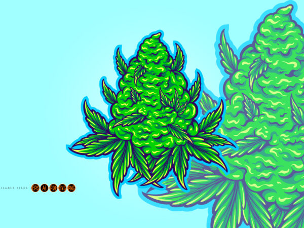 Weed leaf plant natural hemp cannabis illustration t shirt design for sale