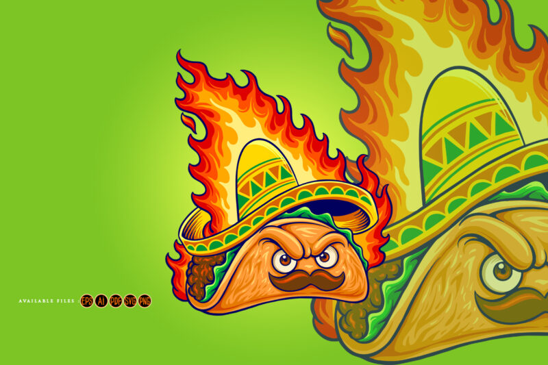 Cute and spicy Food mexican tacos Illustrations