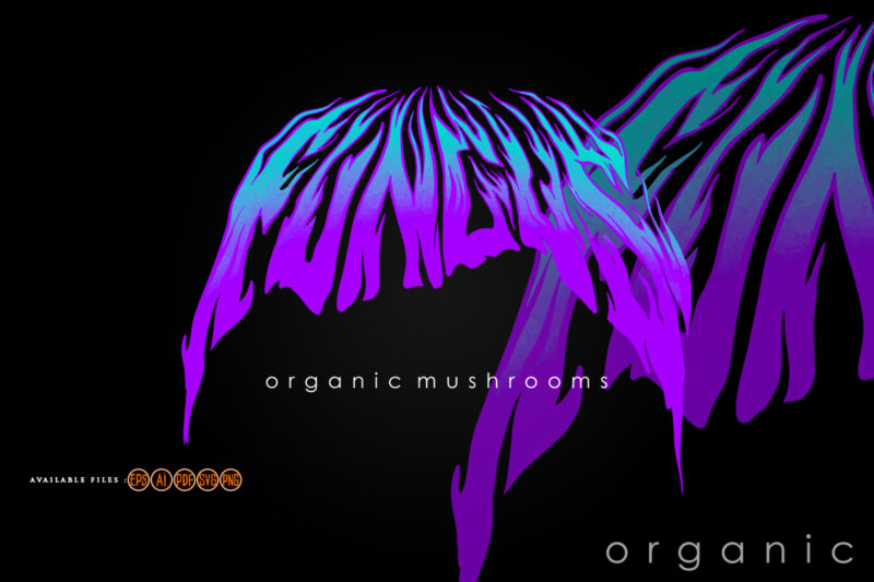 Fungus word lettering typography psychedelic Illustrations