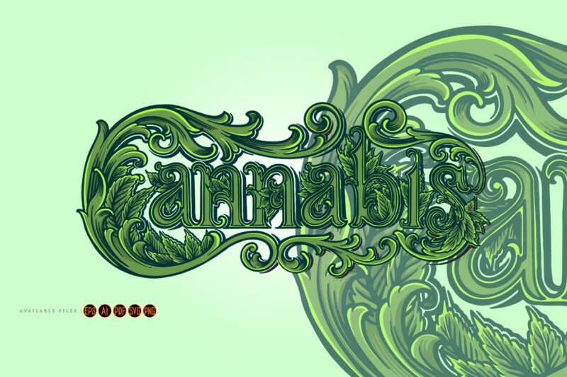 Classic luxury cannabis word lettering