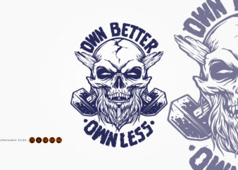 Angry Hard Worker skull head Illustrations