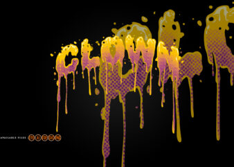 Colorful melting clown lettering Handdrawn