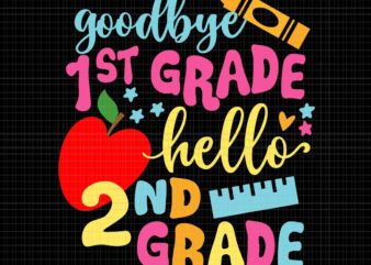 Goodbye 1st Grade Hello 2nd Grade Svg, Class of 2033 Graduate Svg, Graduate Svg, School Svg, t shirt design template