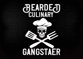 Bearded Culinary Gangster Vintage Cooking Guru SVG printable files t shirt template