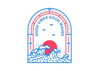 Good Vibes Good Waves 2 t shirt design template