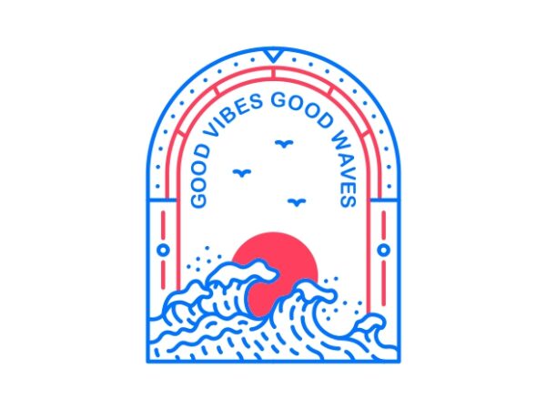 Good vibes good waves 2 t shirt design template