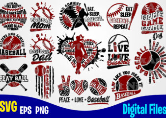 14 designs Baseball bundle, Baseball svg, Sports svg, Baseball design svg eps, png files for cutting machines and print t shirt designs for sale t-shirt design png