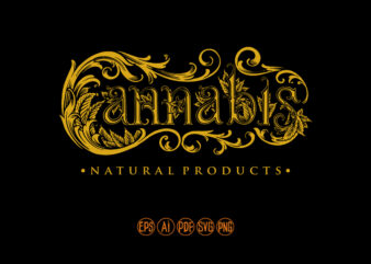 Classic luxury word Gold lettering cannabis Illustrations