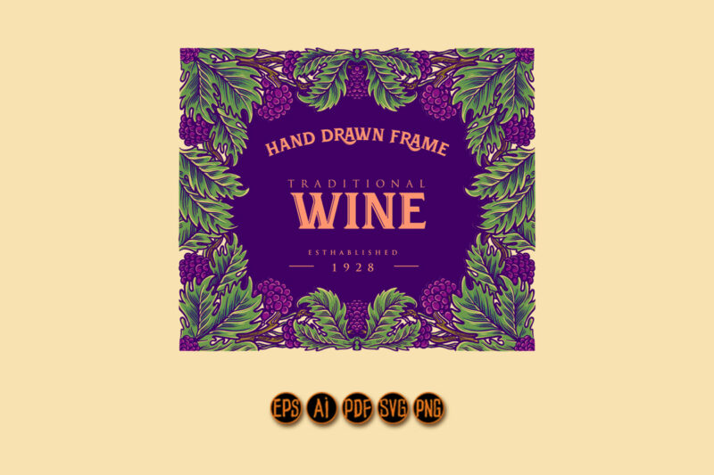 Frame vintage wine labels with floral ornate