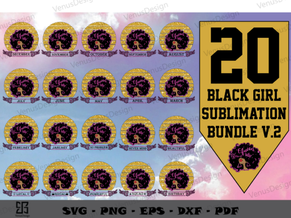 Birthday black women bundle 20 files sublimation bundle design, afro girl birthday png files. melanin woman art cameo htv prints