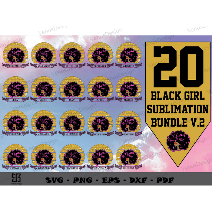 Birthday Black Women Bundle 20 Files Sublimation Bundle Design, Afro Girl Birthday Png Files. Melanin Woman Art Cameo Htv Prints