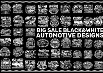 BIS SALE BLACK AND WHITE AUTOMOTIVE DESIGNS