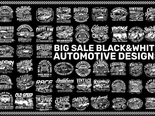BIS SALE BLACK AND WHITE AUTOMOTIVE DESIGNS