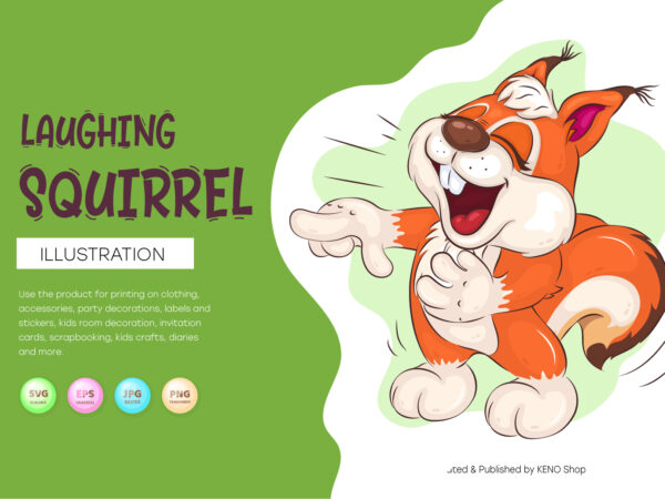 Cartoon laughing squirrel. clipart. t shirt vector file