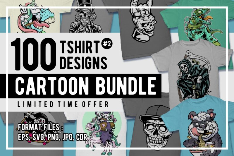 100 Cartoon Tshirt Designs Bundle #2