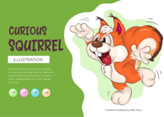 Curious Cartoon Squirrel. Clipart.