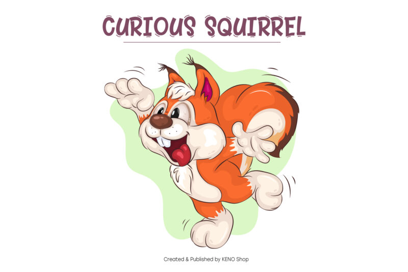 Curious Cartoon Squirrel. Clipart.