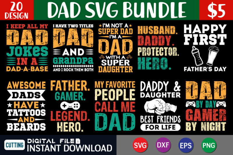 Dad SVG Bundle Graphic, Dad T Shirt Bundles, Father's Day Quotes Svg Shirt, Dad Shirt, Father's Day Cut File, Dad Leopard shirt, Daddy shirt print template, Dad typography t-shirt design,