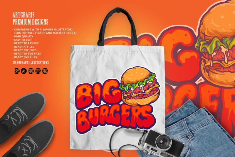 Delicious big burger fast food Logo Restaurant