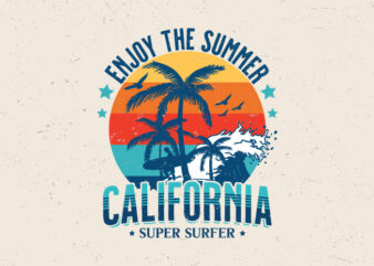Enjoy the summer California super surfer, The summer surf club vector clipart